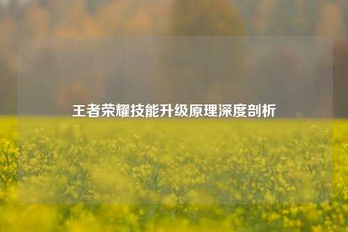 王者荣耀技能升级原理深度剖析