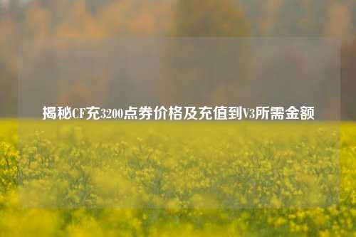 揭秘CF充3200点券价格及充值到V3所需金额