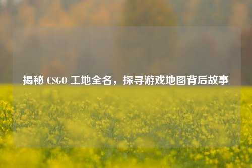 揭秘 CSGO 工地全名，探寻游戏地图背后故事
